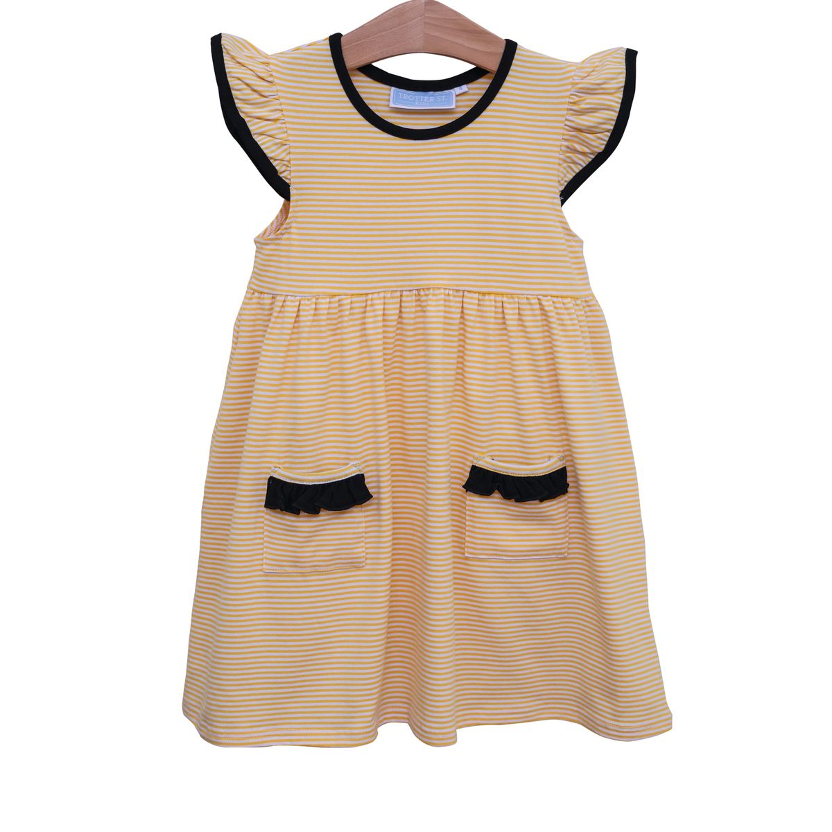 Lucy Game Day Dress- Gold Stripe/Black