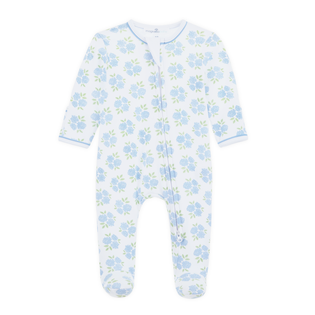 Dreamy Hydrangeas Print Zip Footie