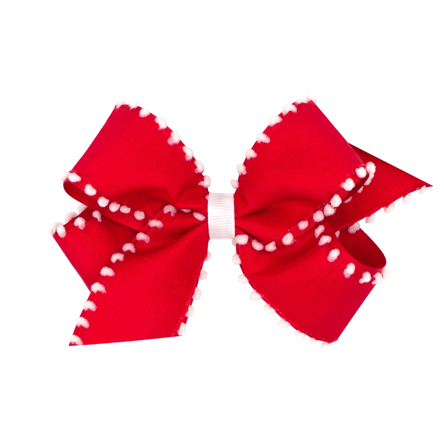 Pom-Pom Edge Grosgrain Overlay Bow