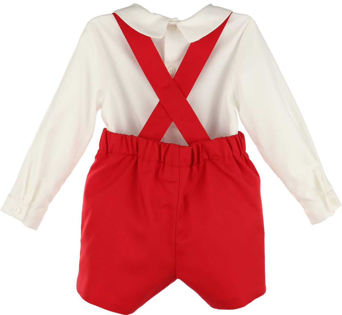 Suspenders Smock Set - Red