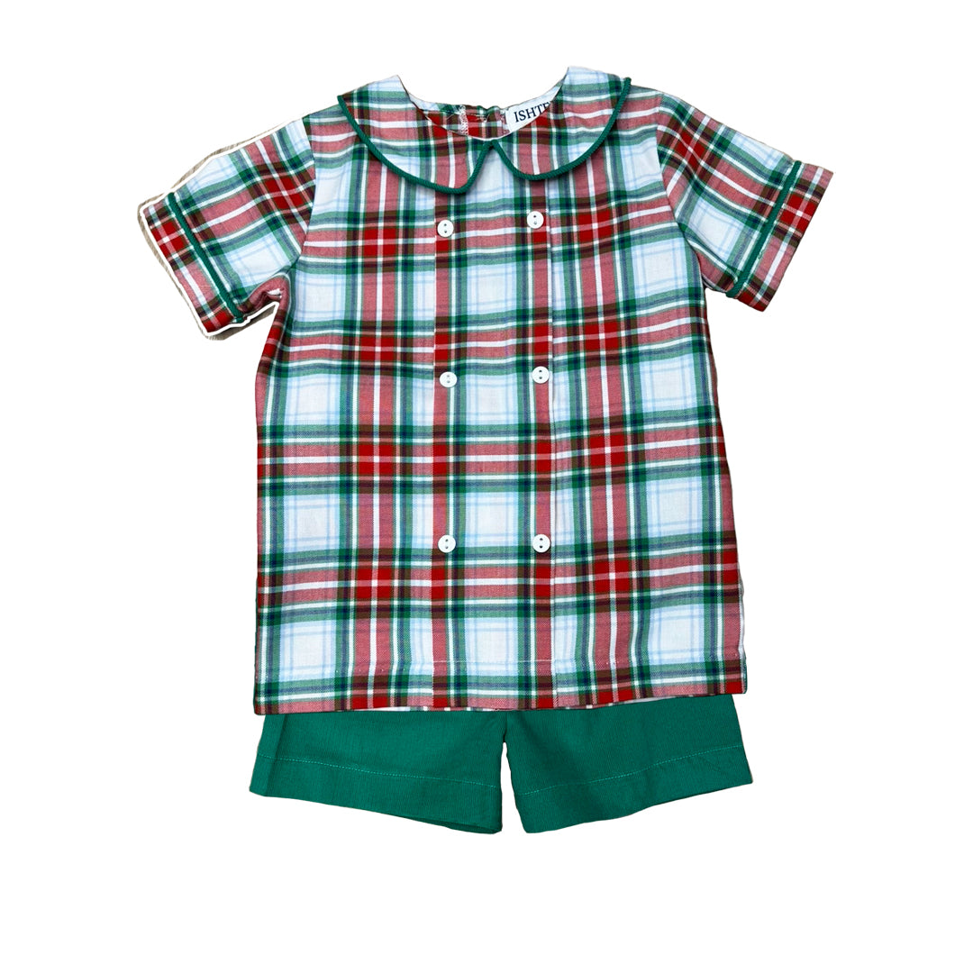 Red/Green Plaid Short Set