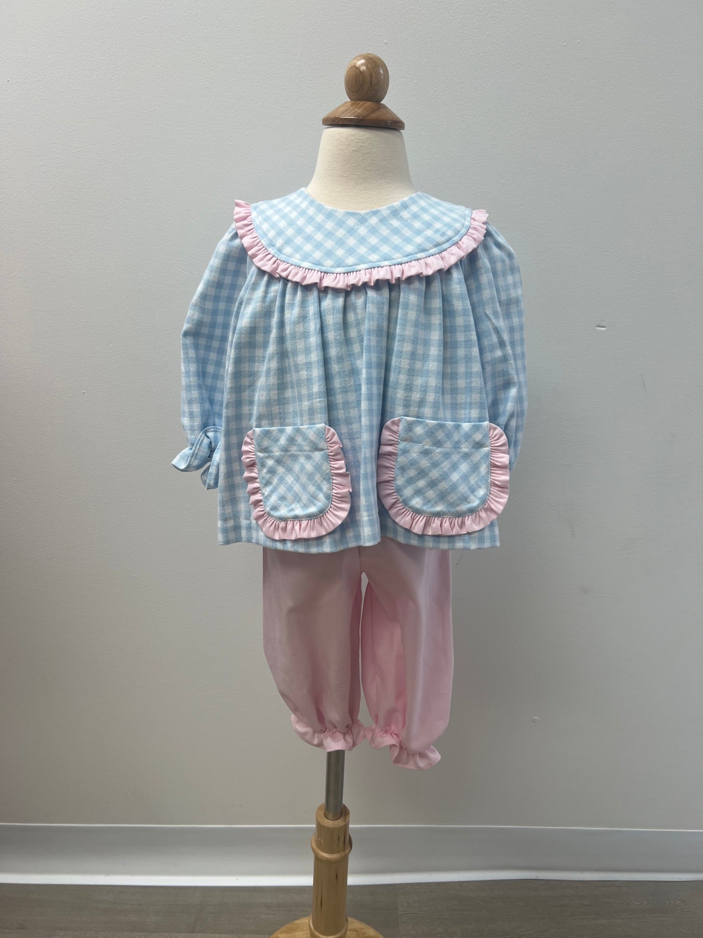 Brooklyn Bloomer Pant Set - Blue Flannel Check