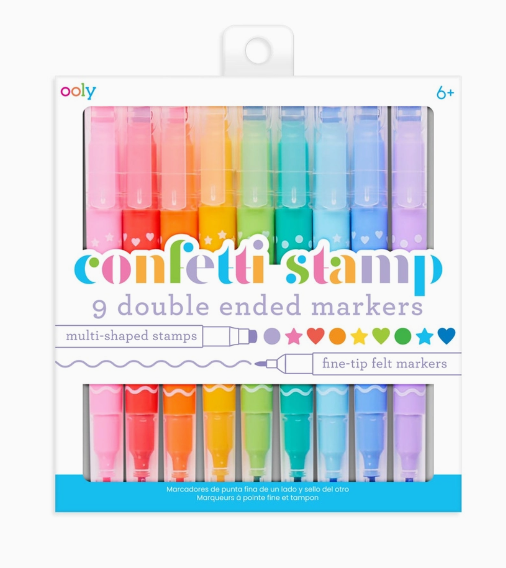 Confetti Stamp Double-Ended Markers - Set of 9