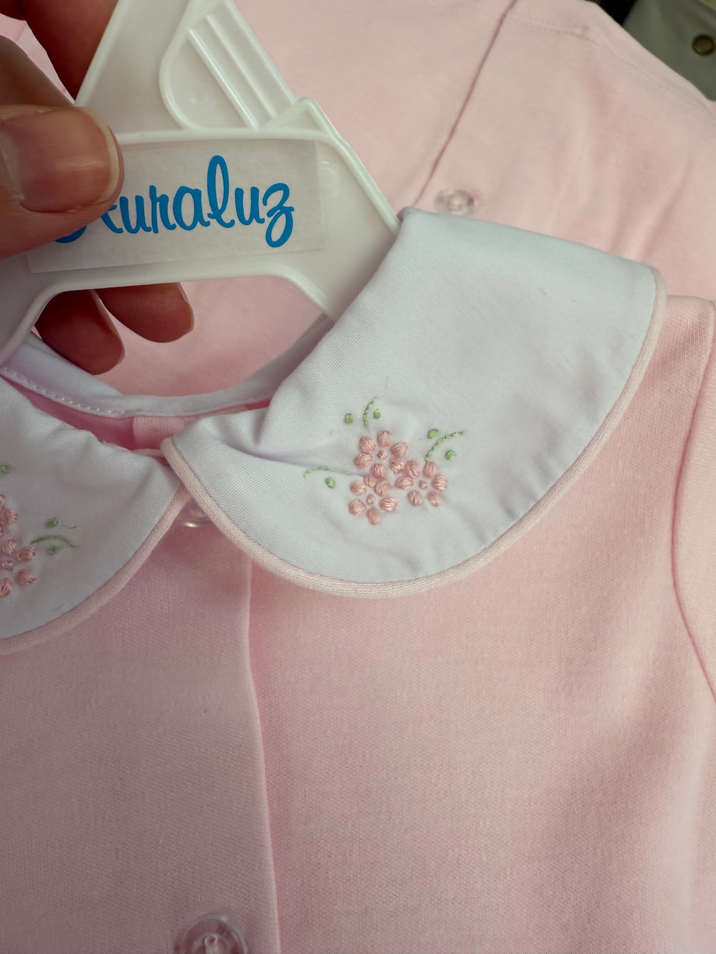 Pink Knit Day Gown - Flower Collar