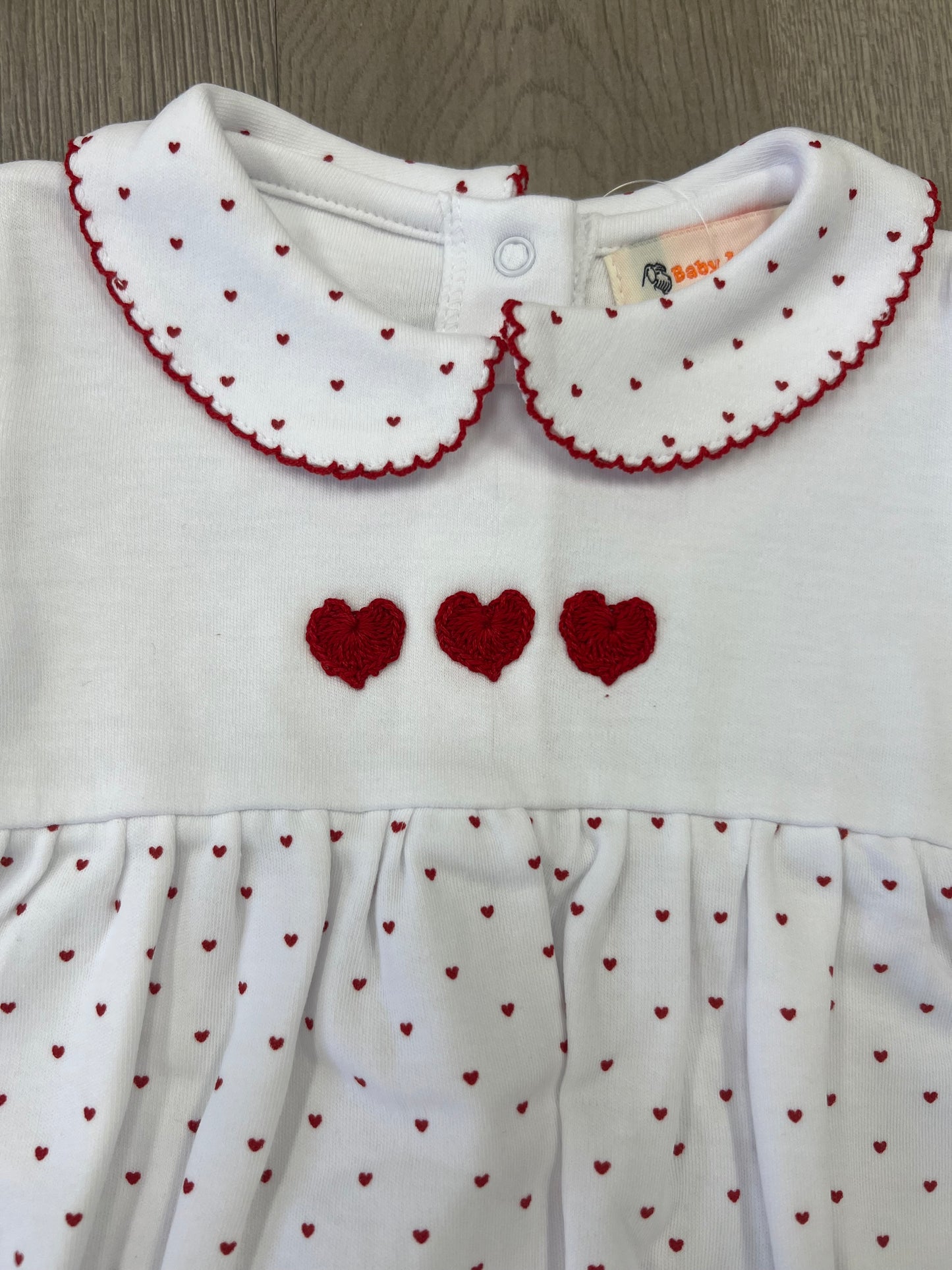 Heart Print Long Sleeve Bubble w/ Heart Crochet