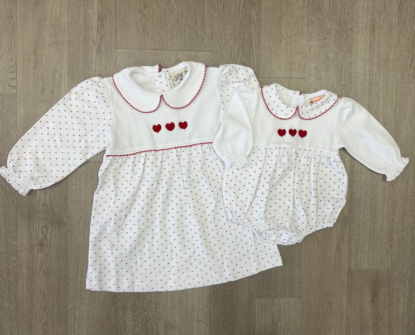 Heart Print Long Sleeve Bubble w/ Heart Crochet