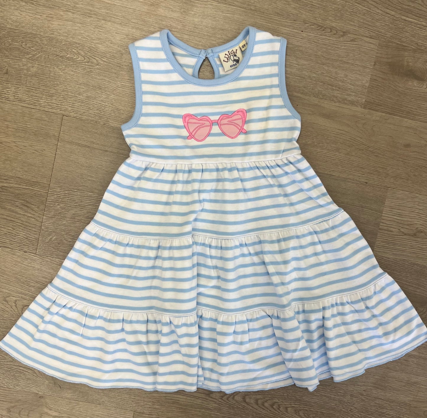 Blue Stripe Sunglasses Applique Dress