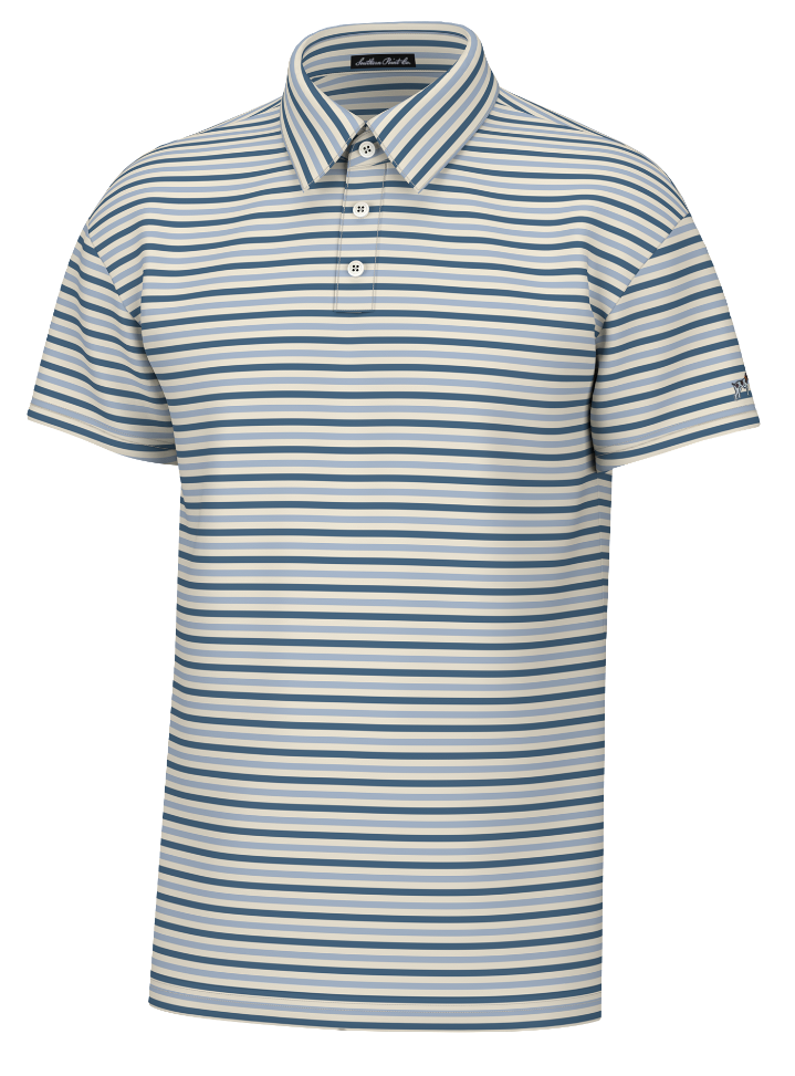 Humphrey Stripe Performance Polo - Blue/Cream