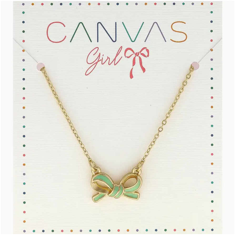 Maggie Bow Children's Necklace in Light Green