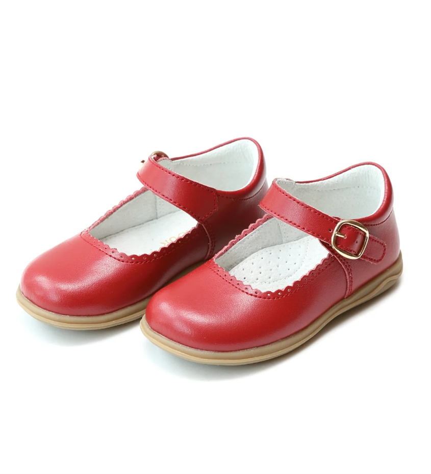 Chloe Classic Scalloped Leather Mary Jane - Red