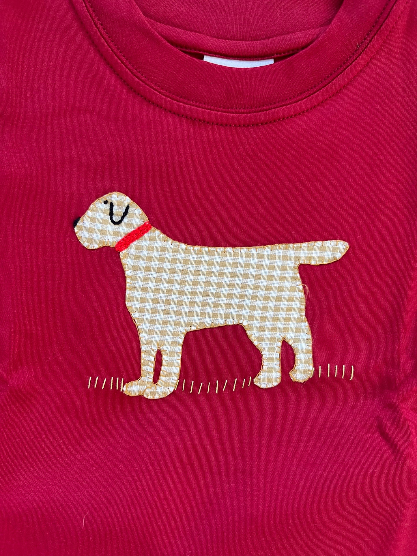 Maroon/Khaki Dog Applique Pant Set
