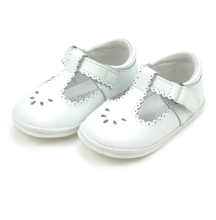 Dottie Scalloped T-Strap Mary Jane - White