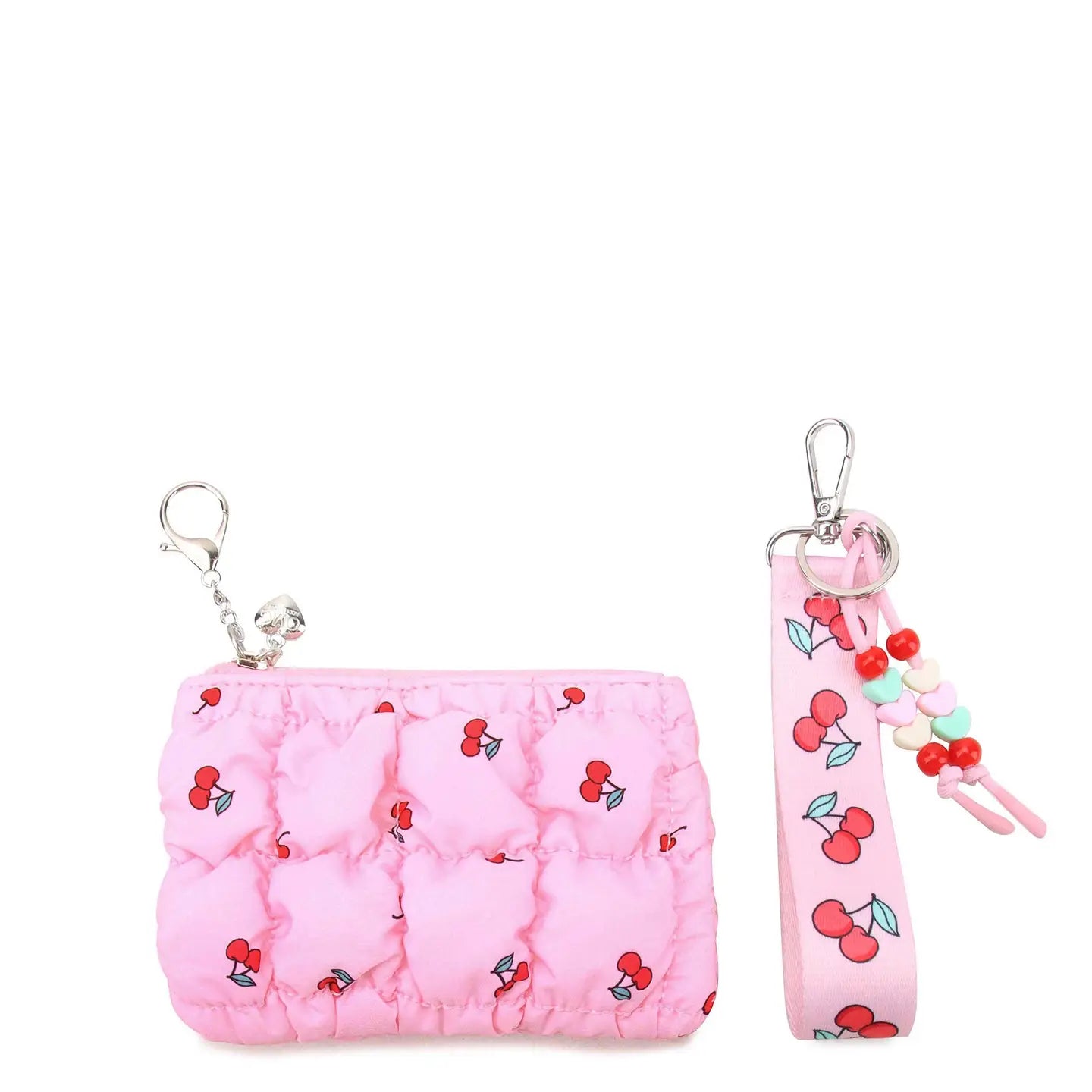 Quilted Scrunchies Cherry Printed Bag Charm Set