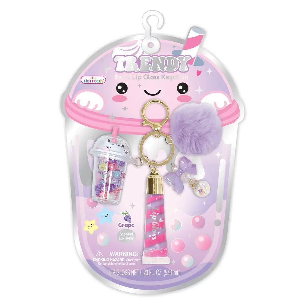 Trendy Lip Gloss with Keychain, Boba