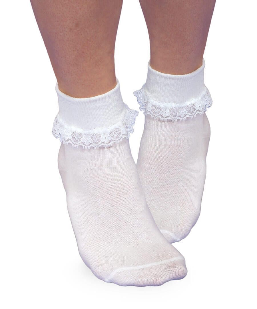 White Simplicity Lace Turn Cuff Socks