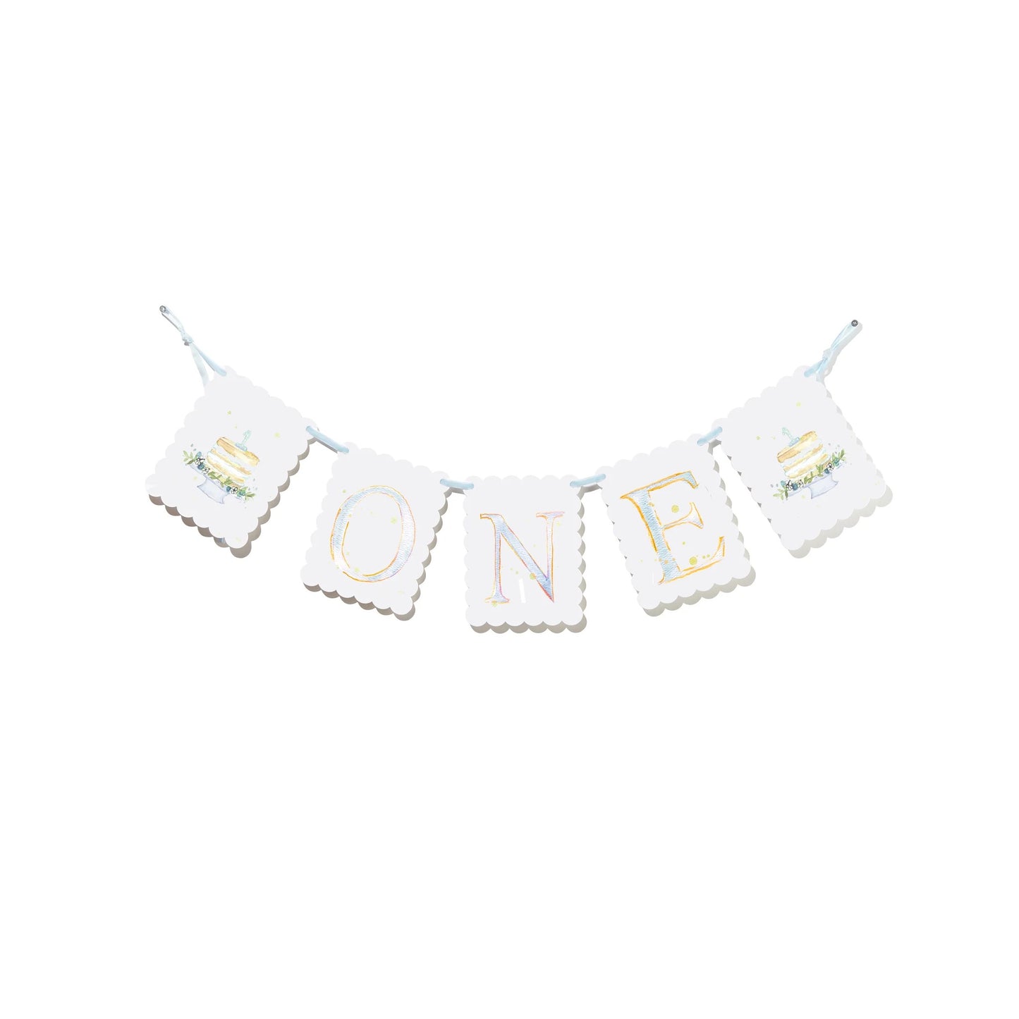 "ONE" Cake Highchair Banner - Blue