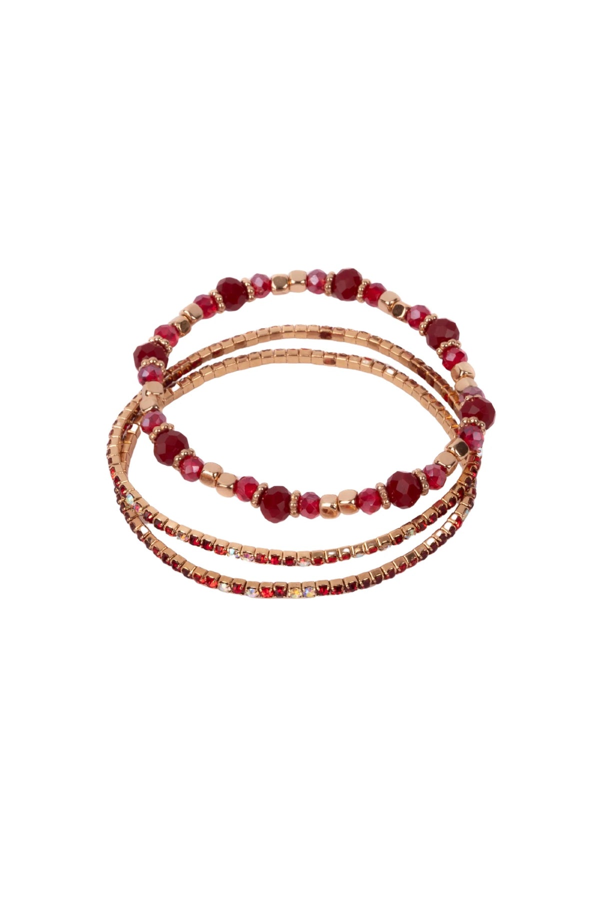Boutique Ruby Red Bracelet Set, 3pcs