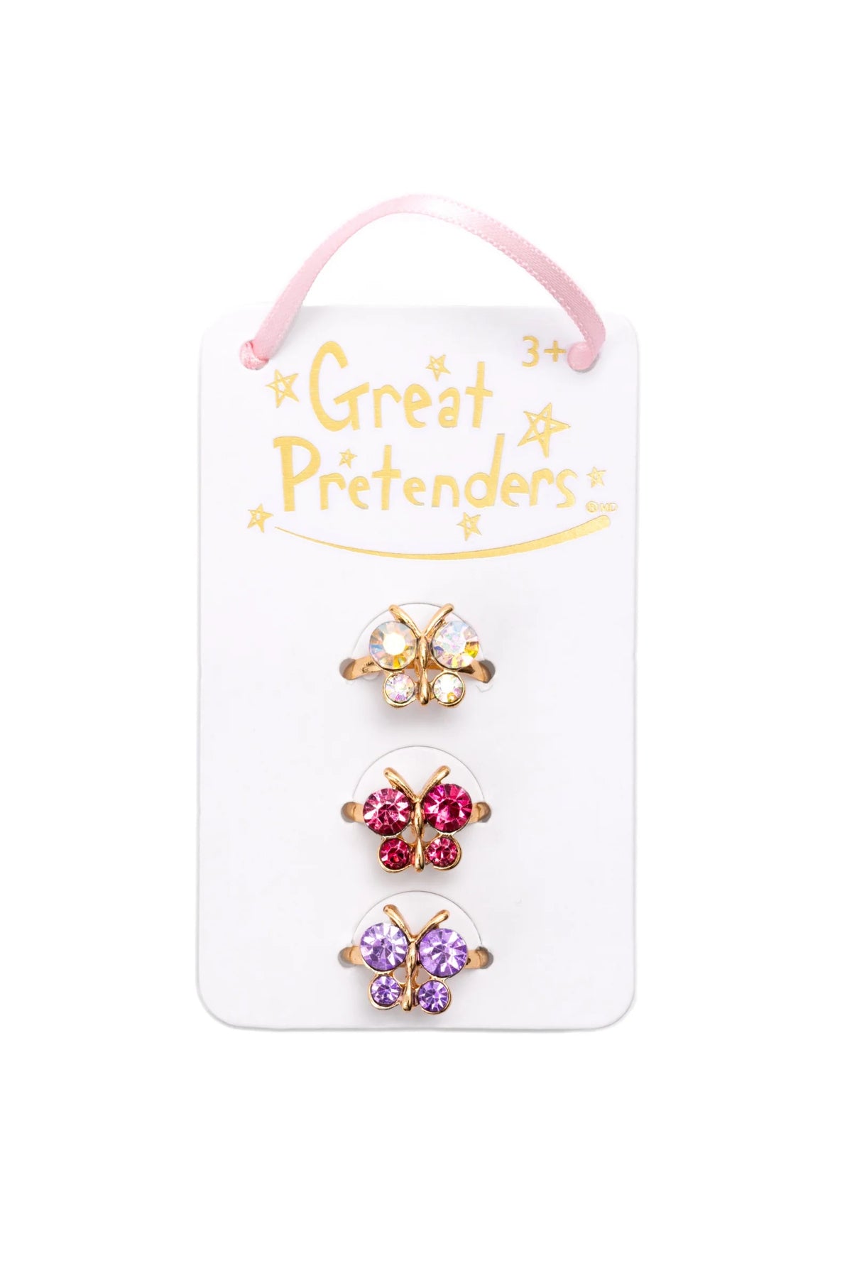 Boutique Butterfly Gem Ring Set, 3pcs
