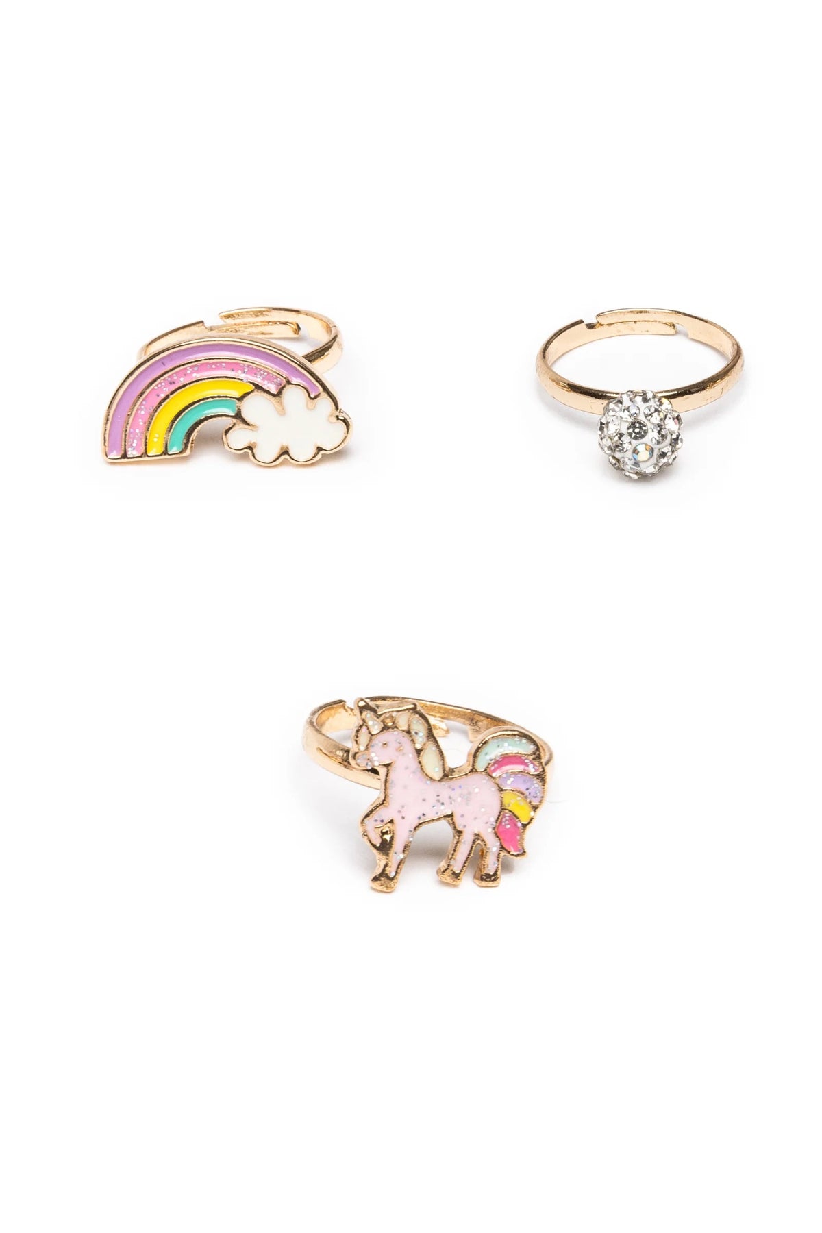 Boutique Unicorn Rainbow Ring Set, 3pcs