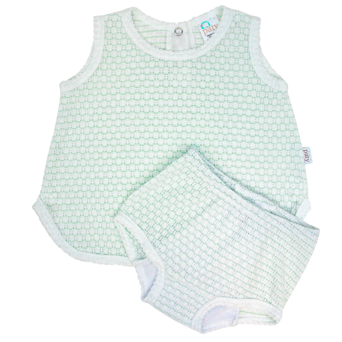 Knit Pinstripe Sleeveless Diaper Set - Mint