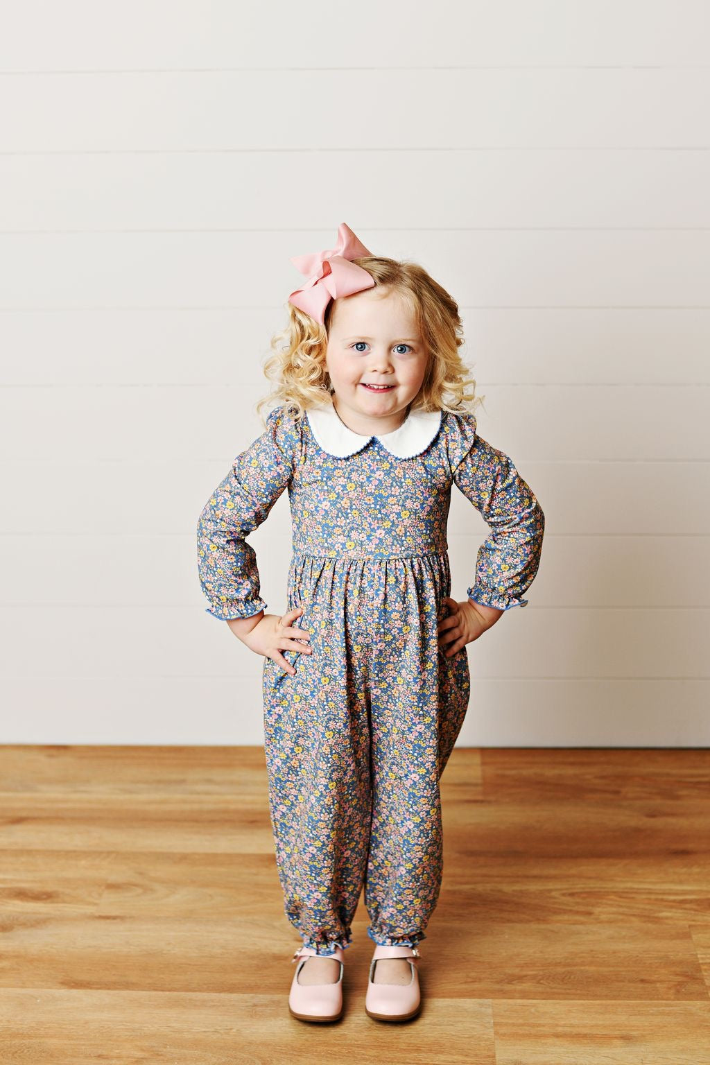 Blue Floral Proper Romper