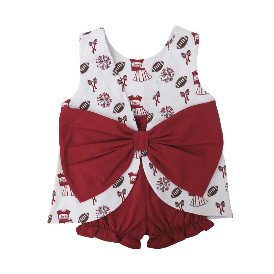 Varsity Dark Red Blaire Bow Back Set