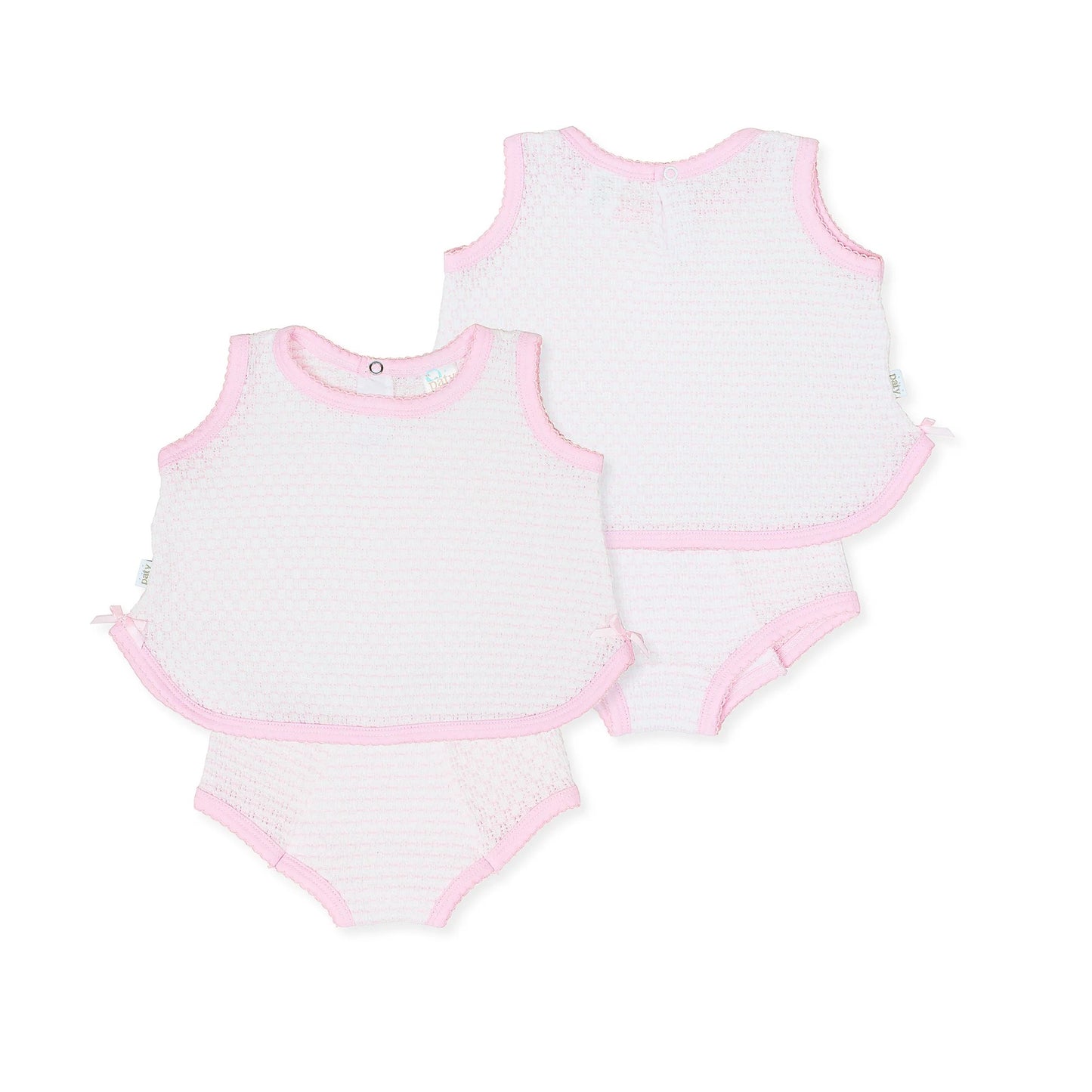 Knit Pinstripe Sleeveless Diaper Set - Pink