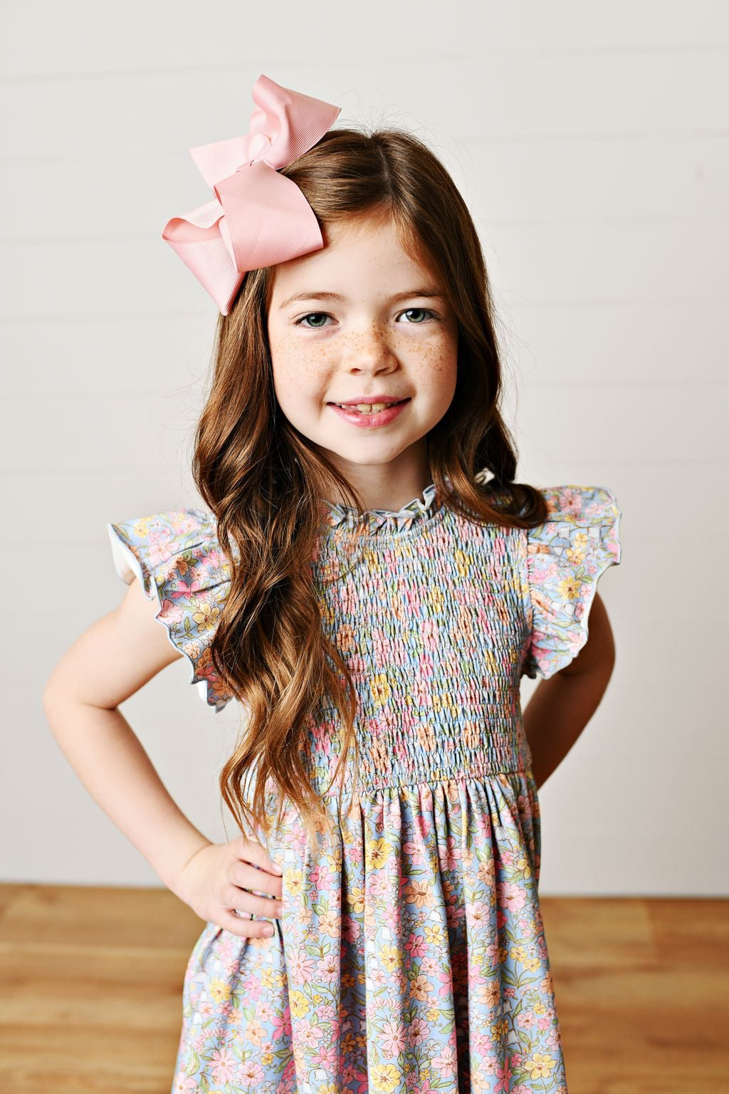 Watercolor Garden Smock Flutter Dress