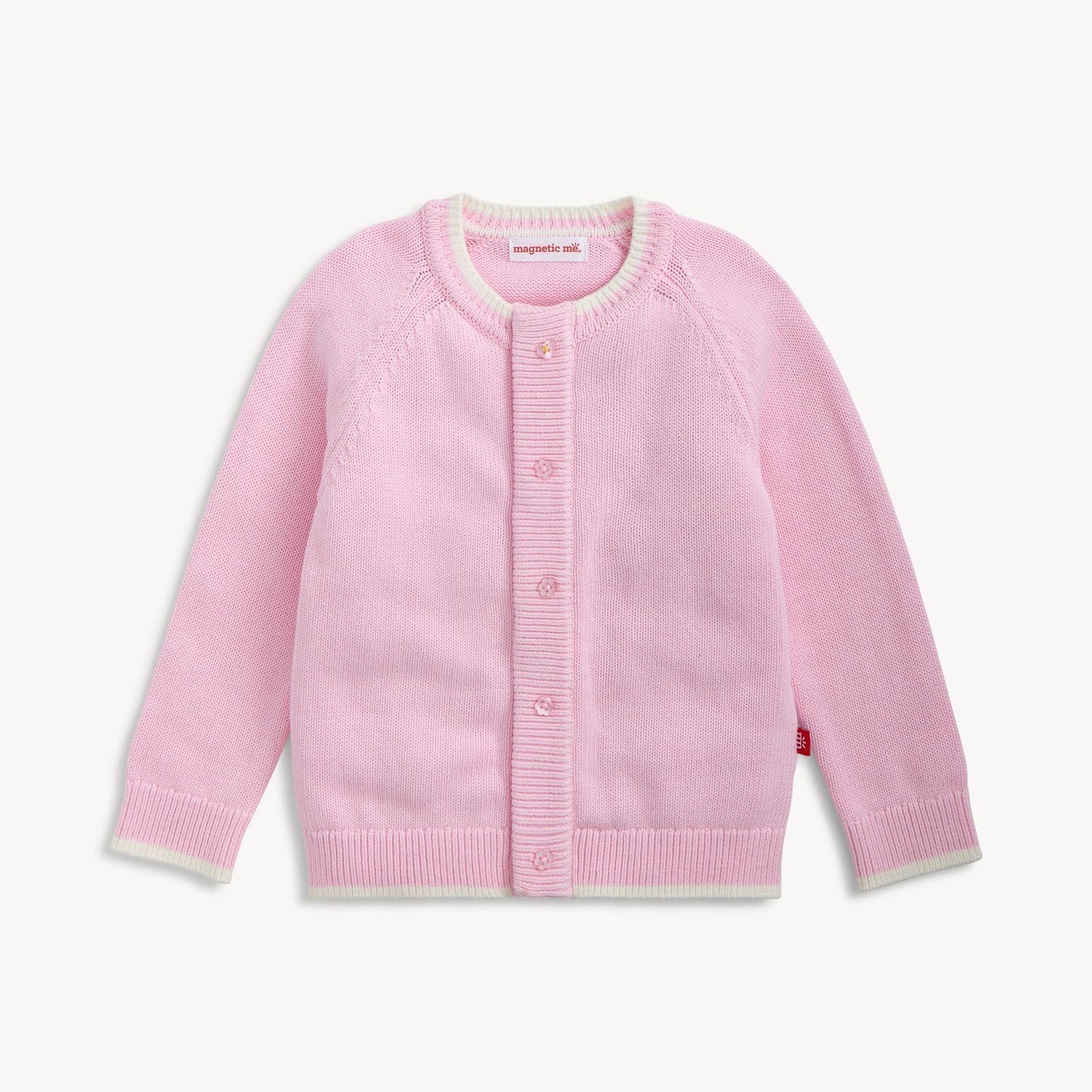 Crew Neck Cardigan - Pink