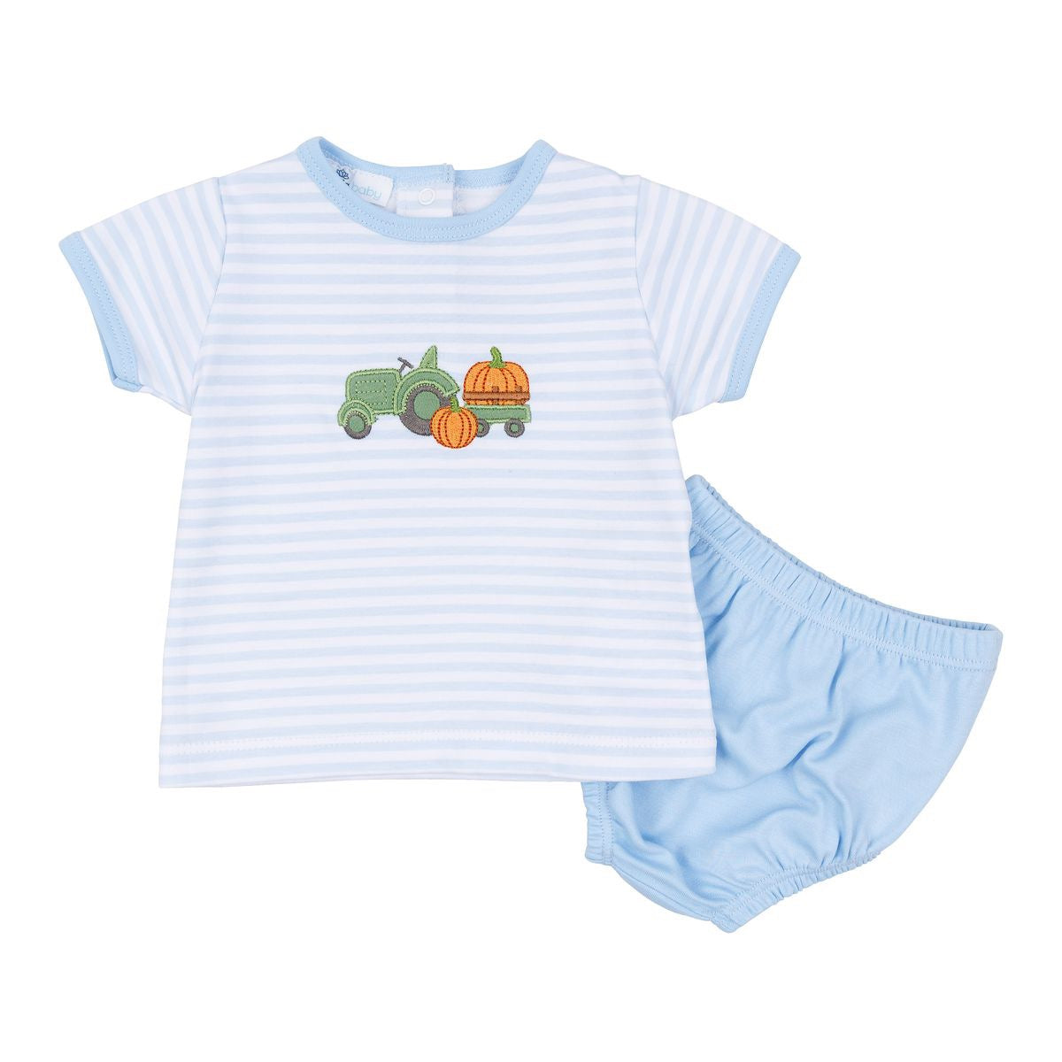 Pumpkin Tractor Applique Diaper Cover Set