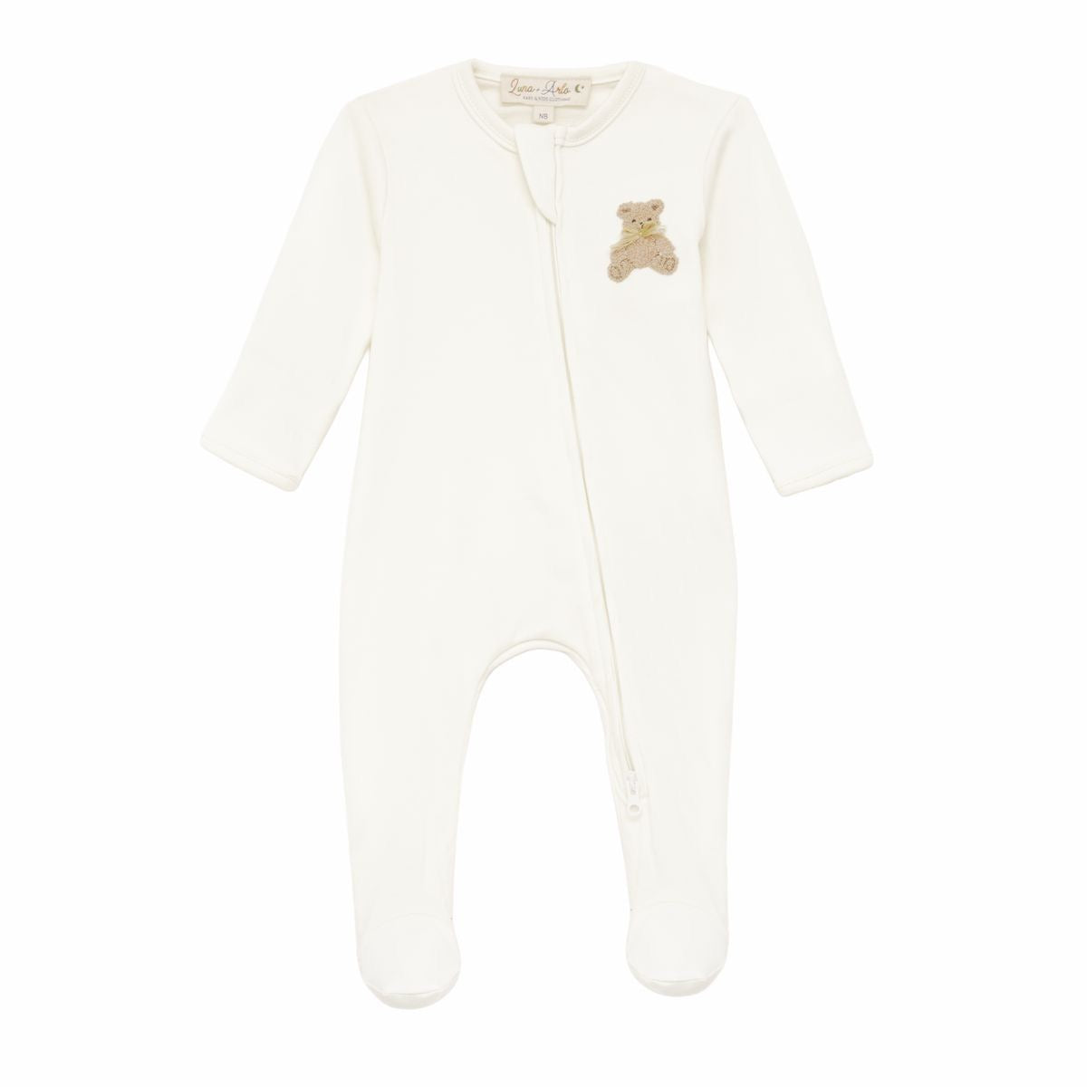 Bear Hugs Zip Footie - Ivory