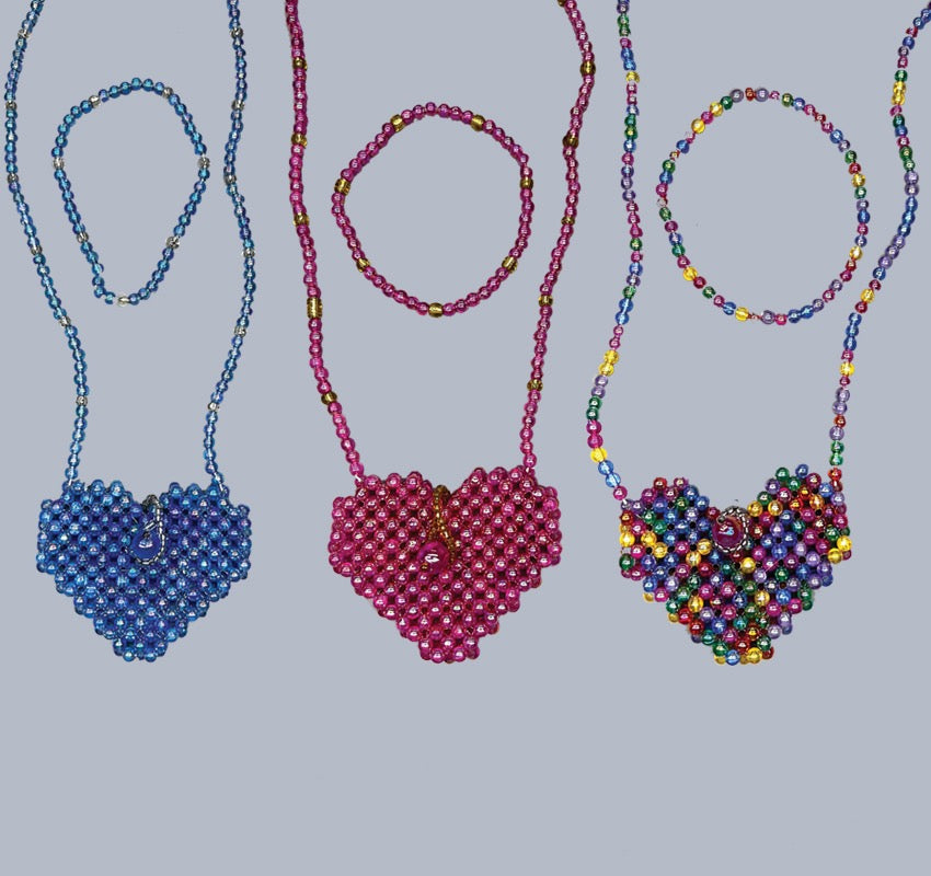 Heart Pouch Necklace Bracelet Set