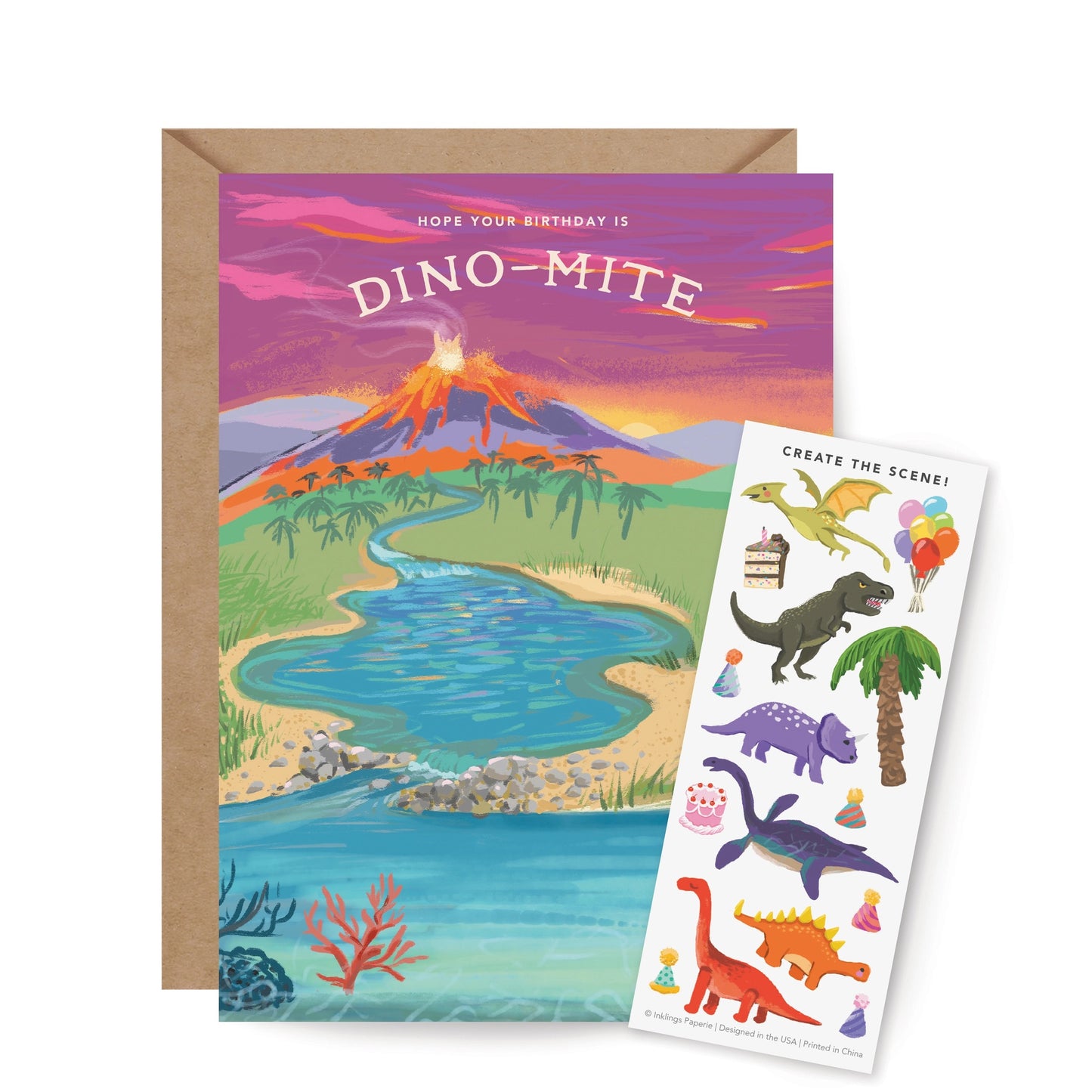 Sticker Scene Card - Dinosaur Birthday