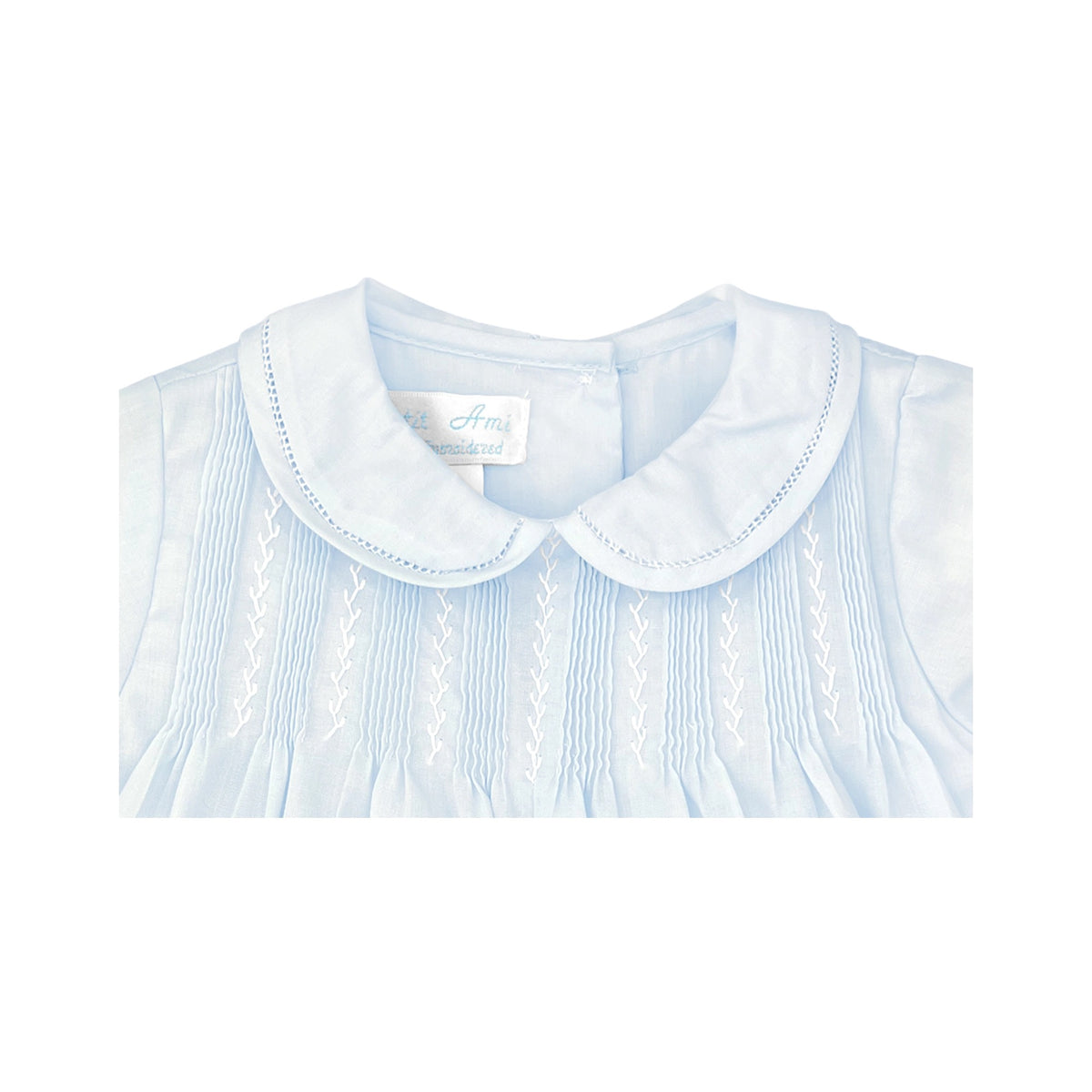 Blue Romper with Pintucks