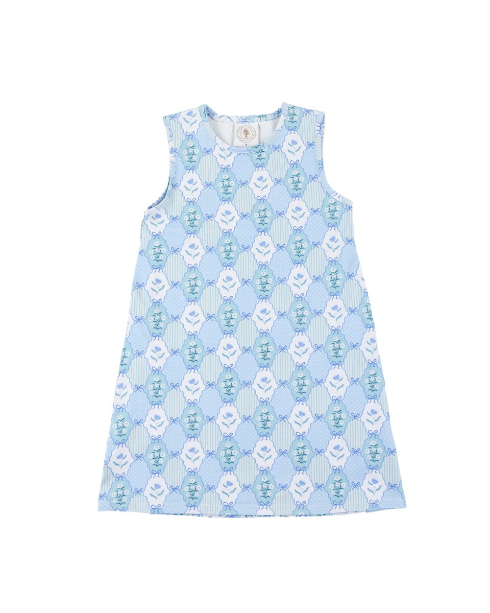 Floral Blues Sleeveless Susie Swing Dress