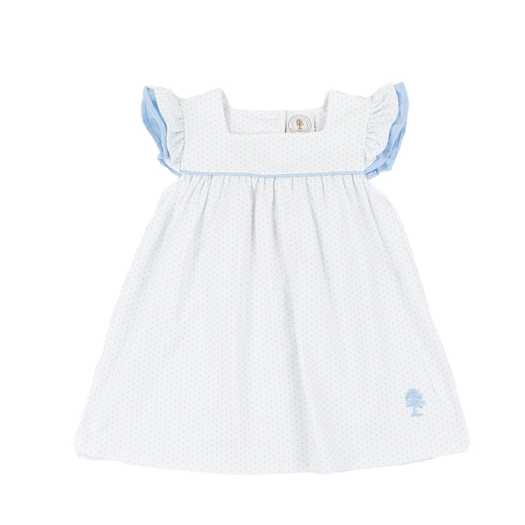 Classic Blue Dot Flutter Dress