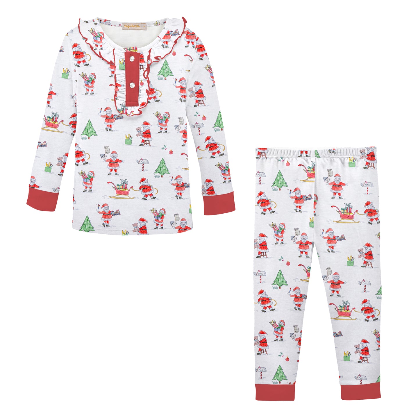 Santa's Workshop Ruffle Printed Kid Set