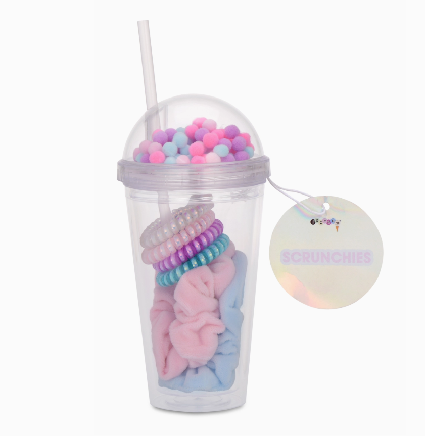 Latte Coil and Fleece Scrunchie Set