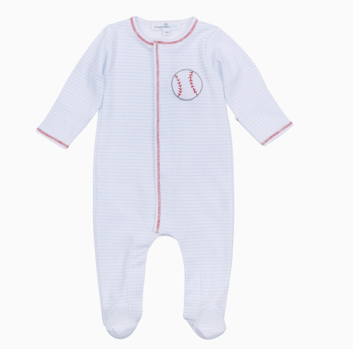 Tiny Slugger Applique Footie - Light Blue
