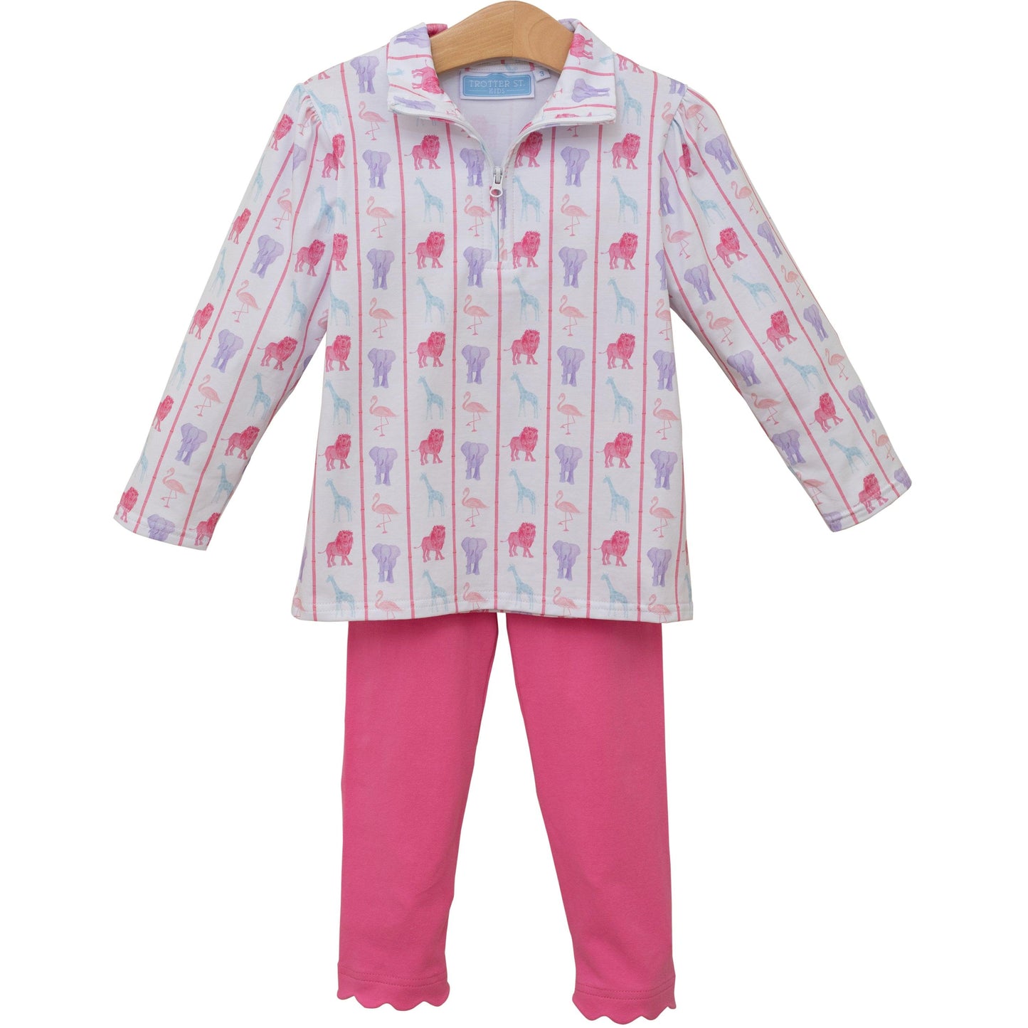Welcome to the Jungle 1/4 Zip Pants Set- Pink