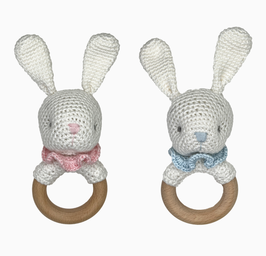 Bunny Bamboo Crochet Rattle - Blue