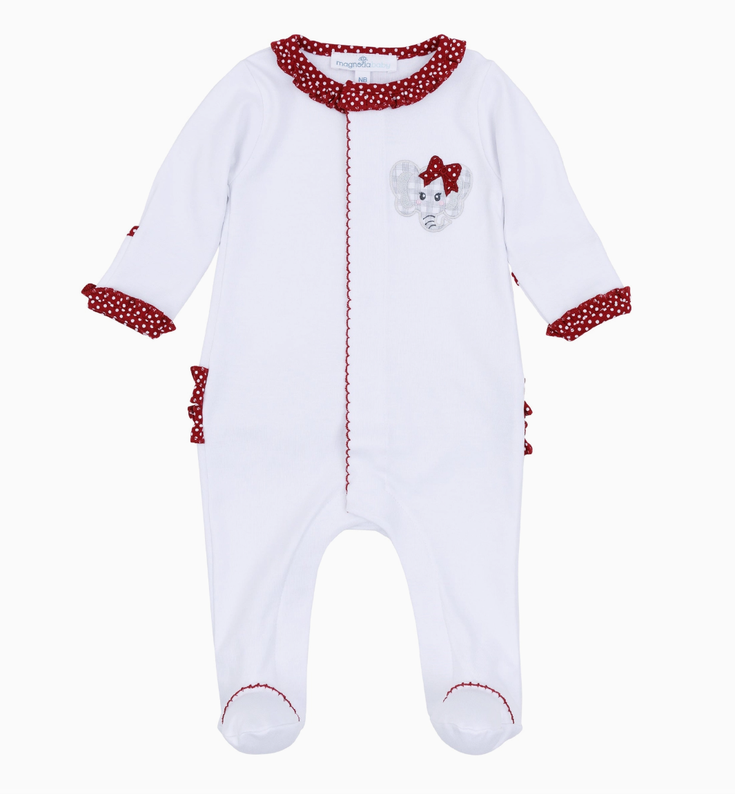 Crimson Cutie Applique Ruffle Footie