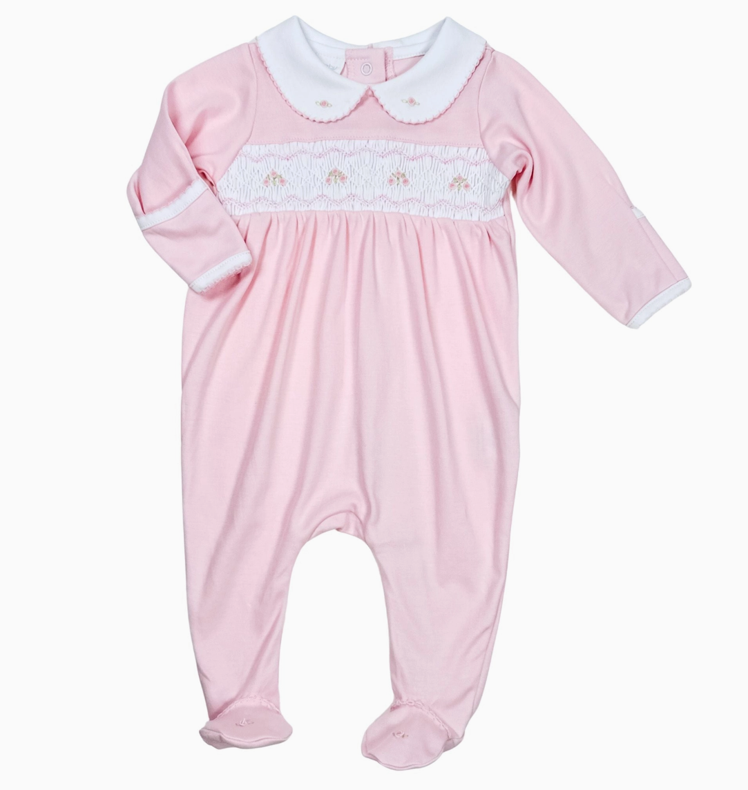 Emily Smocked Footie - Pink