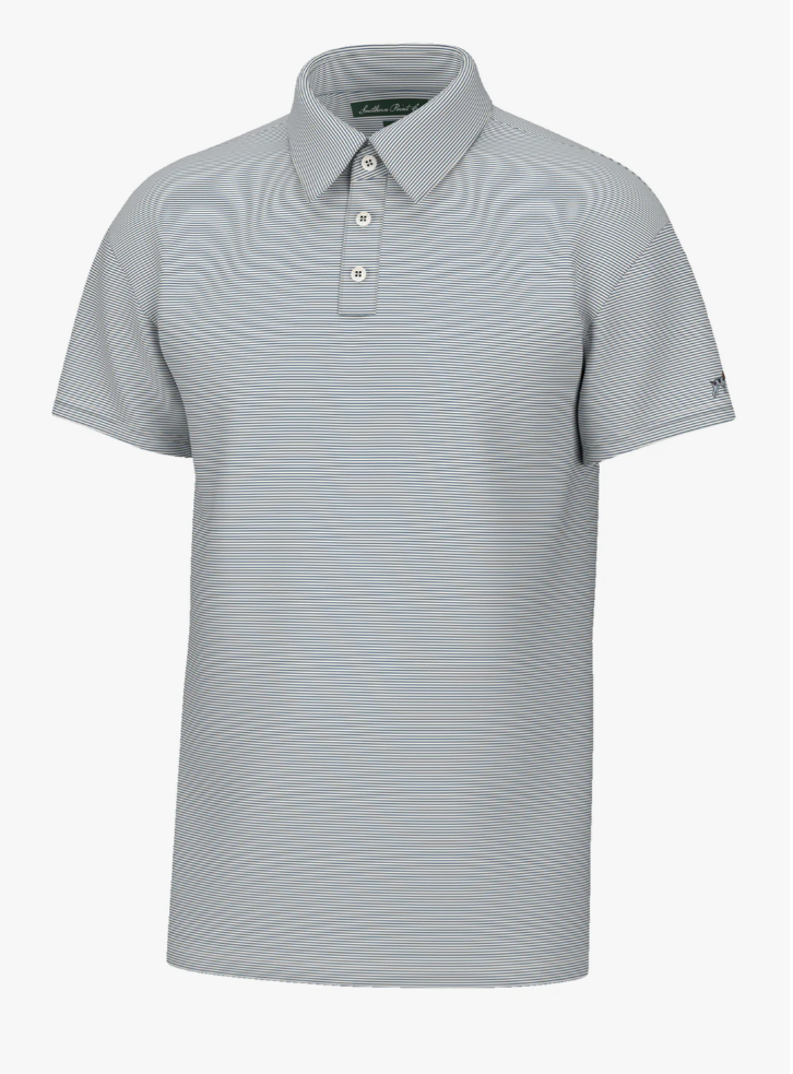 Hinton Stripe Performance Polo - Capt. Blue/White