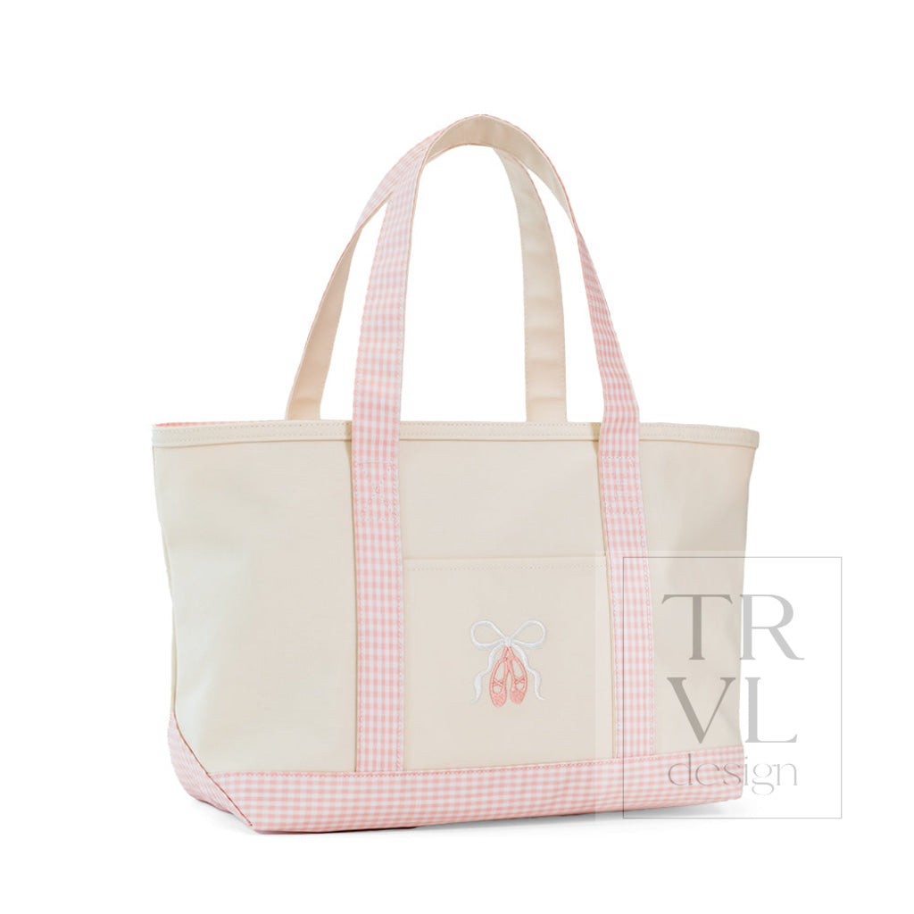 Medium Tote - Coated Canvas Natural w/ Ballet Taffy Trim