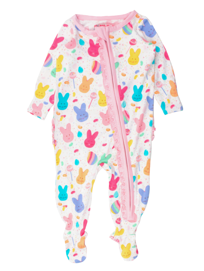 Ruffle One Piece Footie Pajamas - Sugar Rush