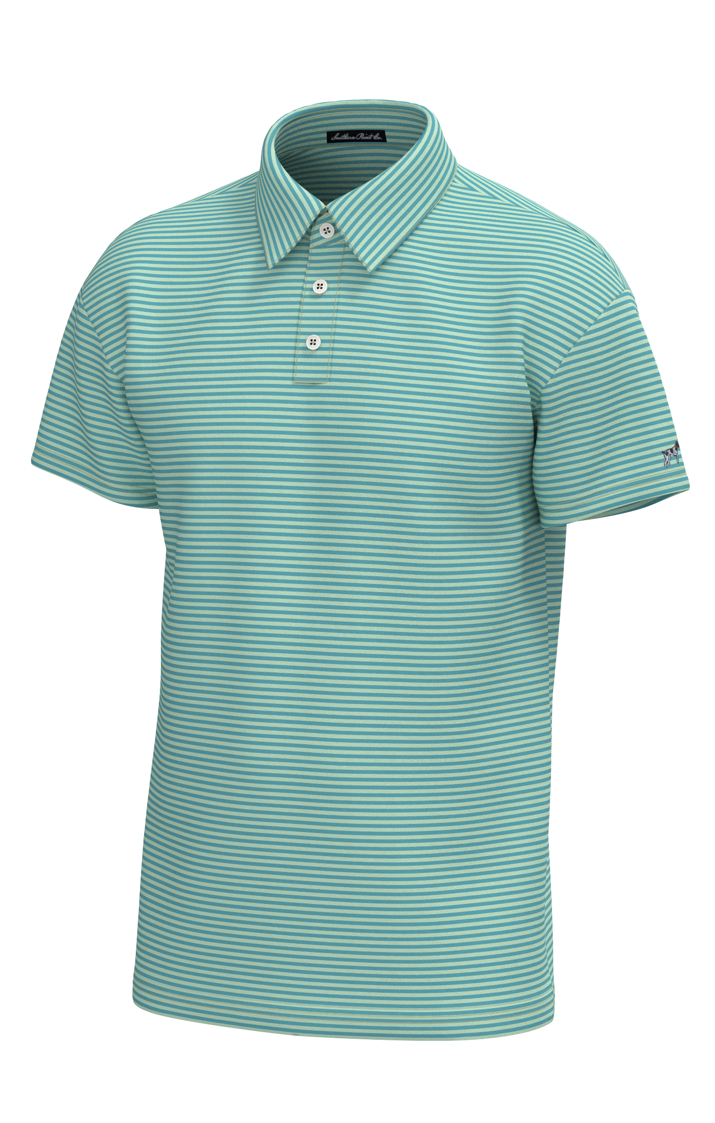 Morgan Stripe Performance Polo - Coastal Water Spring Green