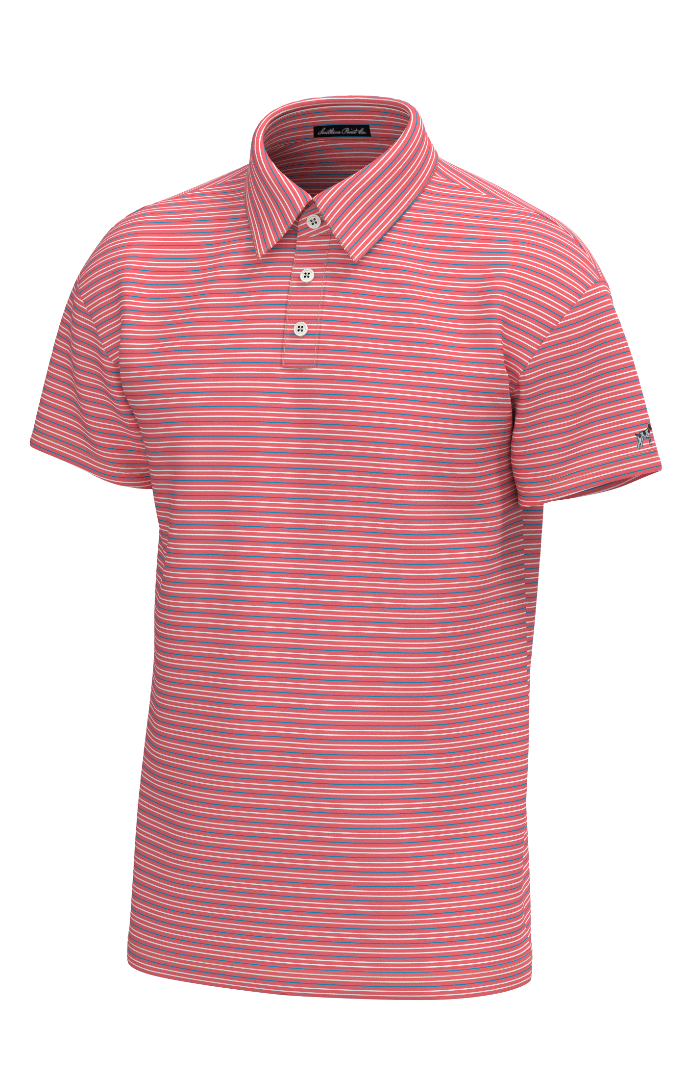 Bayside Stripe Performance Polo - Coral White