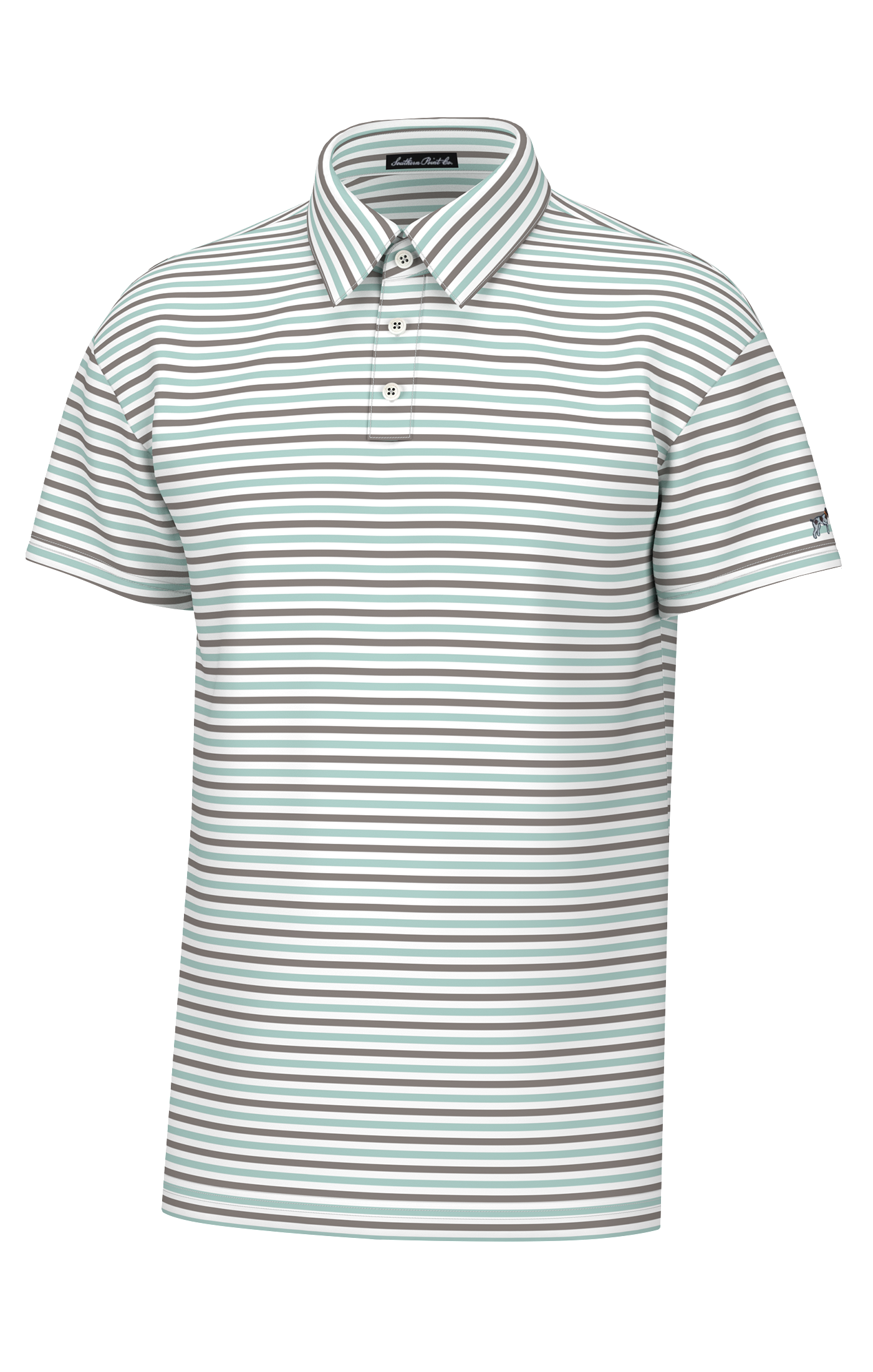 Humphrey Stripe Performance Polo - Light Green/Brown/White