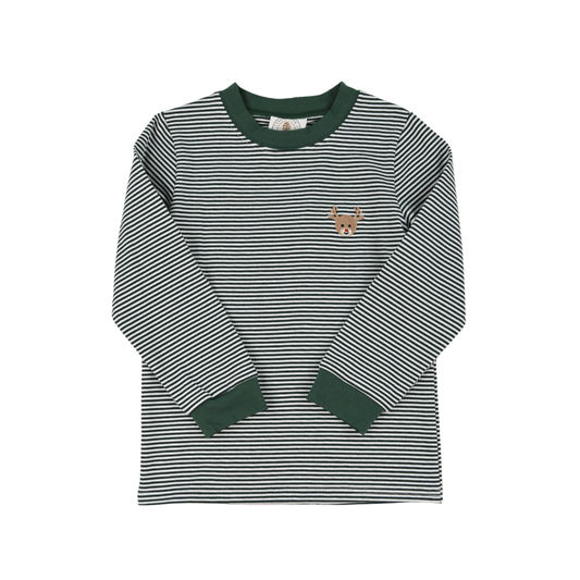 Green Stripe Reindeer Longsleeve Tee